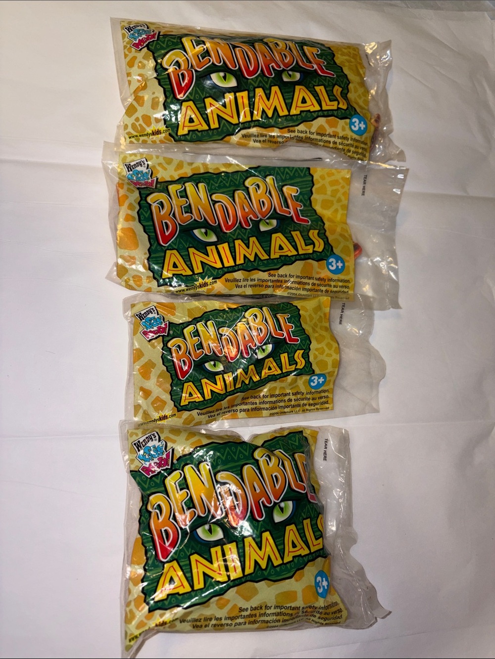 Vintage Wendy’s Bendables Animal Set Includes giraffe, bat, snake, and ladybug